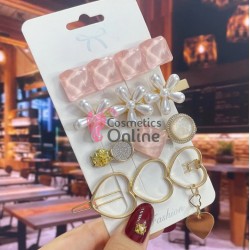 Clema pentru par metalica AGF013HH - Auriu cu Perle si Strasuri, Set 4 bucati